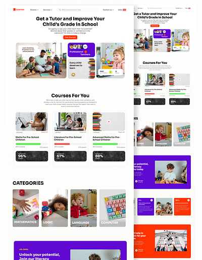 Learning Platform for Kids agency design figma landingpage ui webflow