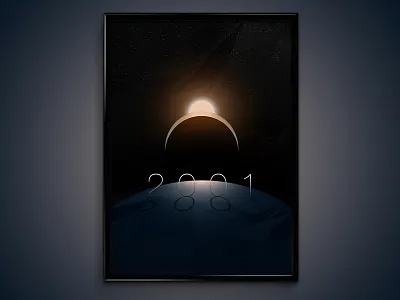 2001: A Space Odyssey's Poster 2001 dark fiction light movie planet poster scifi space stars sun