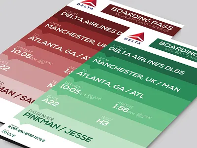 52 Weeks of Design - Week 1: Ticket [Economy & Business Class] 52 weeks airline boarding pass challenge clean delta flat flight illustrator simple ticket