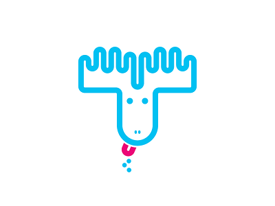 Moose childish cyan illustration line magenta moose vector