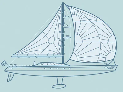 Sailing Yacht illustration line art sail ship sketch yacht