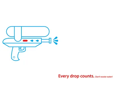Don't waste water flyer gun illustration poster waste water