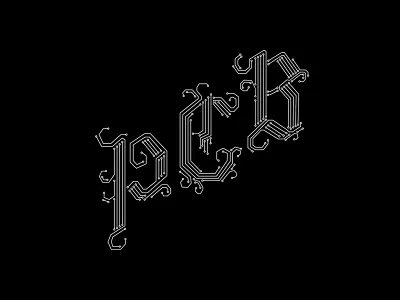 PCB abc alphabet blackletter font gothic lettering pcb printed circuit board