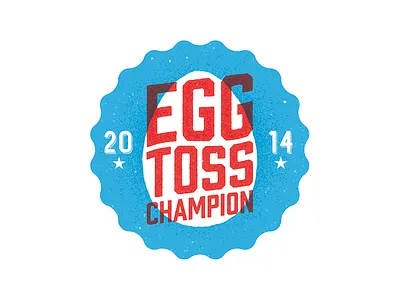 Clear Eyes, Soft Hands 2014 badge ben stafford champion egg egg toss familiy reunion july 4th retro usa