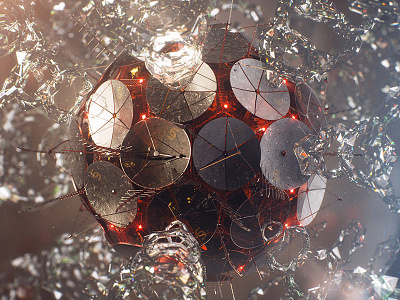 Satellite cinema 4d glass particles render satellite vray