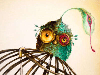 Detail from "La Búsqueda" art character design illustration owl venezuela watercolor