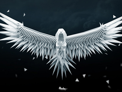 Falcon 3d bird c4d cinema4d falcon low model poly render sky wallpaper wings