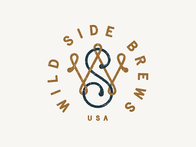 Wild Side Brews - Monogram 04 badge beer brew brewery logo monogram script sw typography ws