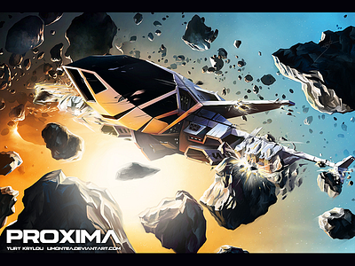 Proxima asteroid bang battle collision damage force planet sci fi ship space star wing