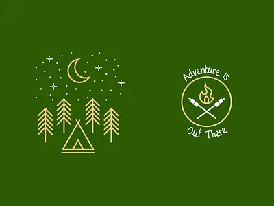 Adventure Is Out There adventure camp camping fire logo outdoors tent