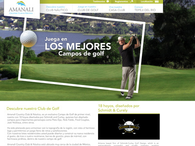 Golf Club Site club golf menu ui ux