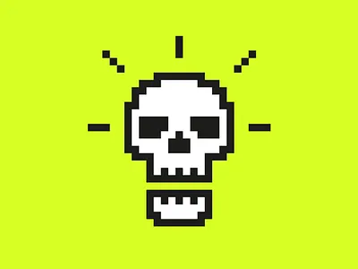 Dead Pixel Society logo branding bright colourful green idea light globe logo skull