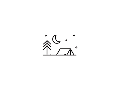Camping camping icon lines simple tent tree
