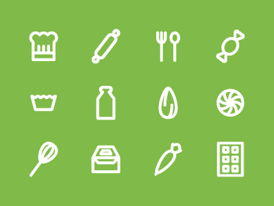 Chefs & Bakers almond baker bread cake candy chef chocolate fork icons milk spoon toque