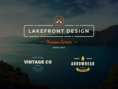 Logo designs arrowhead brand graphic illustration lake logo mark sign stock text vector vintage