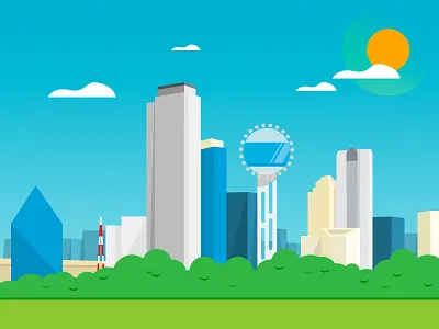 Sunny Dallas Texas bright dallas flat geometric home lines minimal shapes skyline slater style sunny texas