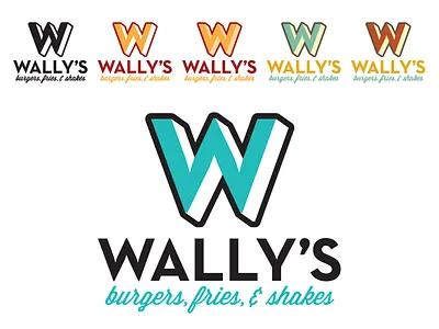 Wally's logo concept 4 50s bull burger burger logo cow logo restauarant restaurant logo retro steak wallys