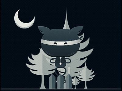 Night Ninja ball dark fun gradient grass logo moon night ninja simple tree