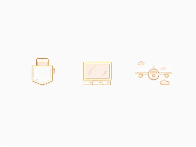 Mobile Page Illustrations icons illustrations iphone landing page lined plane tv