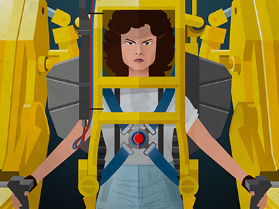 Ripley alien aliens illustration machine power loader powerloader ripley sci fi