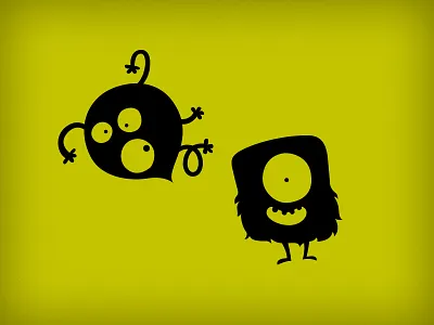 New monsters for The Big Brains Company black creature green monster vector