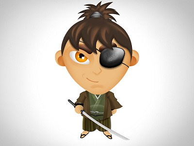 Ronin art cartoon character cute digital japan patch ronin sword