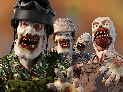 Zombie Hoard 3d artist cartoony zombie character design character designer military zombie soldier zombie zombie character zombie hoard