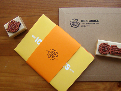 Stamped Packaging icon works kraft packaging poster stamp yellow