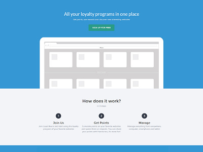 Beans landing page beans blue flat landing page loyalty sketch web website