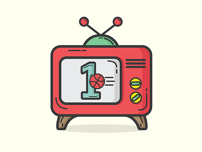 1 Dribbble Invite ball icon illustration one tv