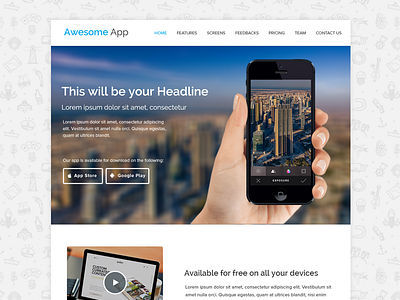 Header Design - App Landing Page app clean header iphone landing landing page minimal page sandeep sharma ui ux website