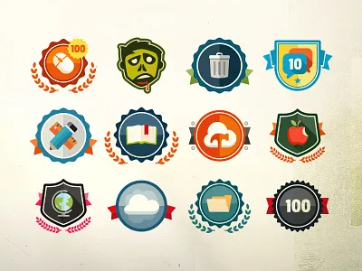 Achievement Badges achievement app badge classroom cloud earn graphic school teacher vector zombie