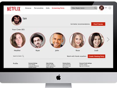 Netflix Social Profile Re-Imagined desktop netflix profile page reimagine responsive ui user experience user interface ux website