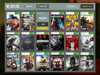 Nerdery Xbox 360 Library - V2 360 catalog games icons library listing titles ui ux video games xbox