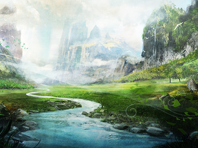 Landscape beautiful landscape cliffs concept art eminence fantasy landscape landscape landscape art mountains river