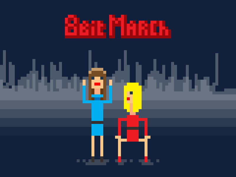 8-bit-march animation pixel art