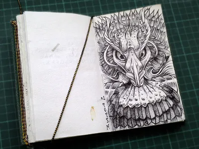 Exquis Book 10 bird black book draw eagle ink