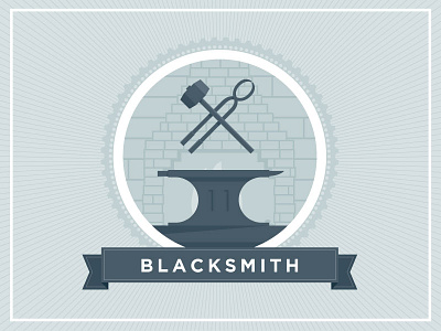 Blacksmith Card anvil blacksmith blue card game hammer illustration vector