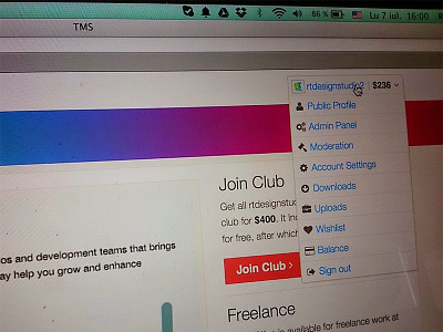 TMS - My Account Dropdown Menu dropdown marketplace menu my account templates theme marketplace script themes tms