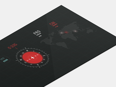 Honeywell Redesign Wip black compass dark dashboard direction dot flat flight glow map red ui