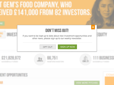 Opt In & Opt Out blur email sign up modal subscribe
