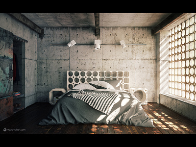 Industrial Bedroom bedroom c4d cinema4d industrial vray