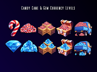 cane and gem currencies graphic design illustration