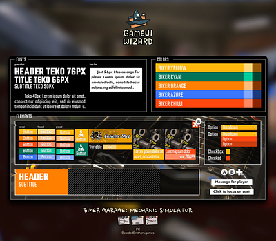 Biker Garage: Mechanic Simulator game gamedev ui ux