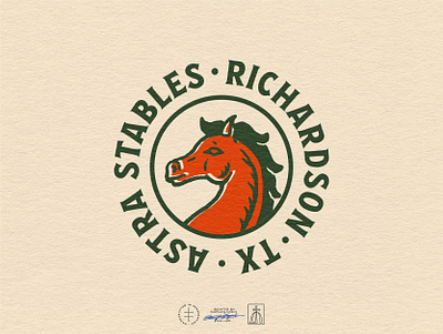 Astra Stables Secondary Badge animal badge brand design brand identity branding branding design emblem equestrian hand drawn horse horses identity design logo logo design rider riding stable texas vintage visual identity