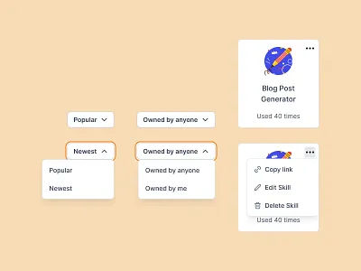 Dropdown & Card UI components cleandesign cleanui design designsystem dropdown dropdownmenu graphic design minimaldesign minimalui sort ui uidesign uiux userexperience userinterface ux uxdesign visualdesign webapp webdesign