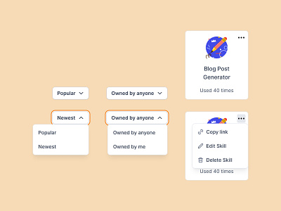 Dropdown & Card UI components cleandesign cleanui design designsystem dropdown dropdownmenu graphic design minimaldesign minimalui sort ui uidesign uiux userexperience userinterface ux uxdesign visualdesign webapp webdesign