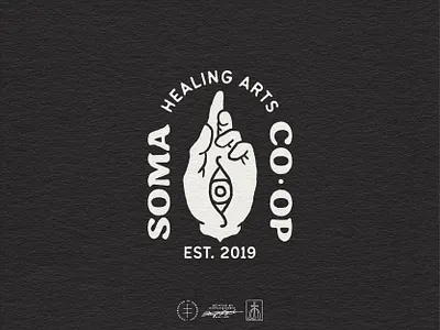 Soma Healing Arts Tertiary Logo arm black and white boho brand design brand identity branding branding design eye hand hand drawn healing holistic identity design illustration logo logo design logodesign vintage visual identity wellness