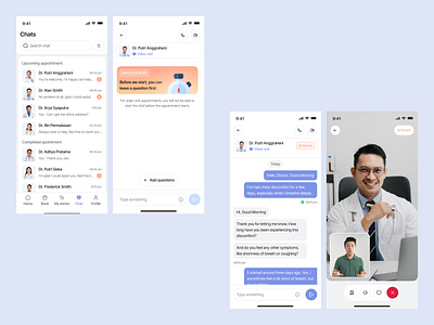 Dokterian - Healthcare Mobile App UI Kit - Chat and call doctor appointment doctor figma template health health clinic healthcare hospital medical medicine mobile mobile app mobile app template telemedicine ui design