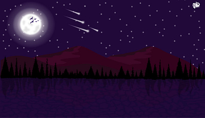 UNDER THE MOONLIT 2d flat art adobe illustrator dark art design digital art environment art flare illustration inspired by nature landscape illustration lover of nature moonlit art natural galaxies nature art night artwork stars